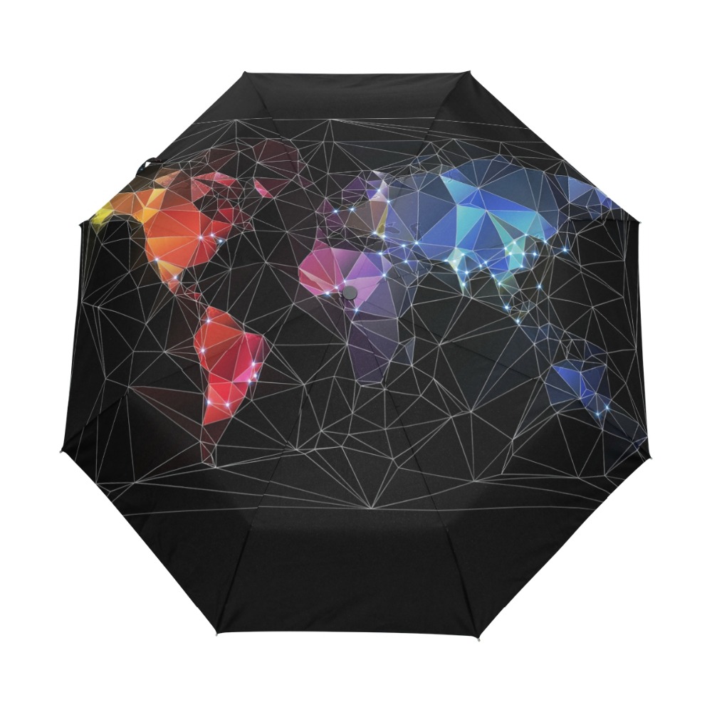 독특한 디자인 세계지도 우산 독창성 예술적 자외선 차단 성격 자동 태양 우산 미끄럼 방지 손잡이